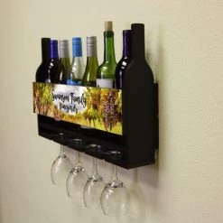 Promo 😉 Bars CUSTOMIZABLE Wall Mounted Wine Bottle & Glass Hanging Shelf W/ Vineyard Plaque ❤️ -BARS Sales Store Wine Bottle Glass Plaque 3 7961c662 7a5e 47b0 887b 0c892a51859c 800x
