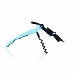 Promo 😉 Bars BarConic® SeaFoam Blue And Black Double-Hinged Corkscrew With Black Worm 🌟