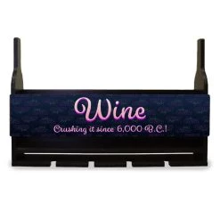 Best Pirce 😍 Bars Wall Mounted Wine Bottle & Glass Hanging Shelf W/ Grapes Crushing It Plaque ⌛