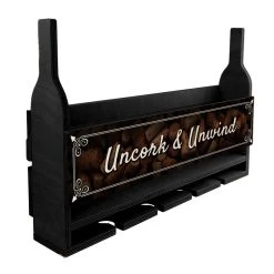 Coupon 😍 Bars Wall Mounted Wine Bottle & Glass Hanging Shelf W/ Uncork & Unwind Plaque ⭐ -BARS Sales Store customizable mounted wine glass hanging shelf side corks white bg 800x800 800x