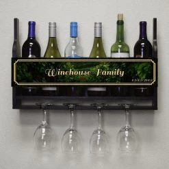 BARS Sales Store -BARS Sales Store customizable wall wine glass hanging shelf bottles glasses front grapes 800x