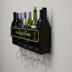 Best deal 🎉 Bars CUSTOMIZABLE Wall Mounted Wine Bottle & Glass Hanging Shelf W/ Painted Vineyard Plaque 🔔 -BARS Sales Store customizable wall wine glass hanging shelf bottles glasses side grapes 800x