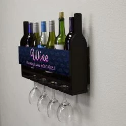 Best Pirce 😍 Bars Wall Mounted Wine Bottle & Glass Hanging Shelf W/ Grapes Crushing It Plaque ⌛ -BARS Sales Store customizable wall wine glass hanging shelf bottles glasses side grapes 91b4db02 a729 49ef a24d 56b2bbbf4088 800x