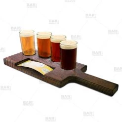 Outlet 🤩 Bars Flight Tray Beer Sampler Paddle With Paper Insert Slot – 4 Recessed Holes 👍