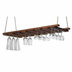 Budget 😀 Bars Walnut Wood Glass Rack - 14" X 35" 👏