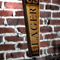 Best Sale 🥰 Bars Initial LAGER Design - Oak Wood Beer Tap Handles - Flared Shape 😍 -BARS Sales Store initial lager beer tap handle 10in web action 1 800x