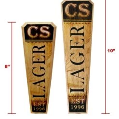 Best Sale 🥰 Bars Initial LAGER Design - Oak Wood Beer Tap Handles - Flared Shape 😍 -BARS Sales Store initial lager beer tap handle compare 1 800x