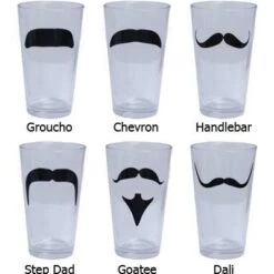 Flash Sale 🎁 Bars 6 Pack Of Mustache Pint Glasses 😉 -BARS Sales Store mustache glasses row bs 800x