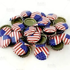 Best Pirce ❤️ Bars Oxygen Absorbing Beer Bottle Caps - American Flag - 50 Pack 👏