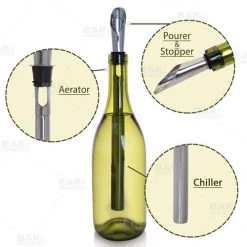 New 👏 Bars BarConic® Stainless Steel Wine Chiller Stick With Aerator And Stopper 💯 -BARS Sales Store wine aerator with chiller stick 1 800x