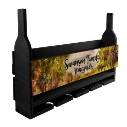 Promo 😉 Bars CUSTOMIZABLE Wall Mounted Wine Bottle & Glass Hanging Shelf W/ Vineyard Plaque ❤️ -BARS Sales Store wine rack black sample 1 800x